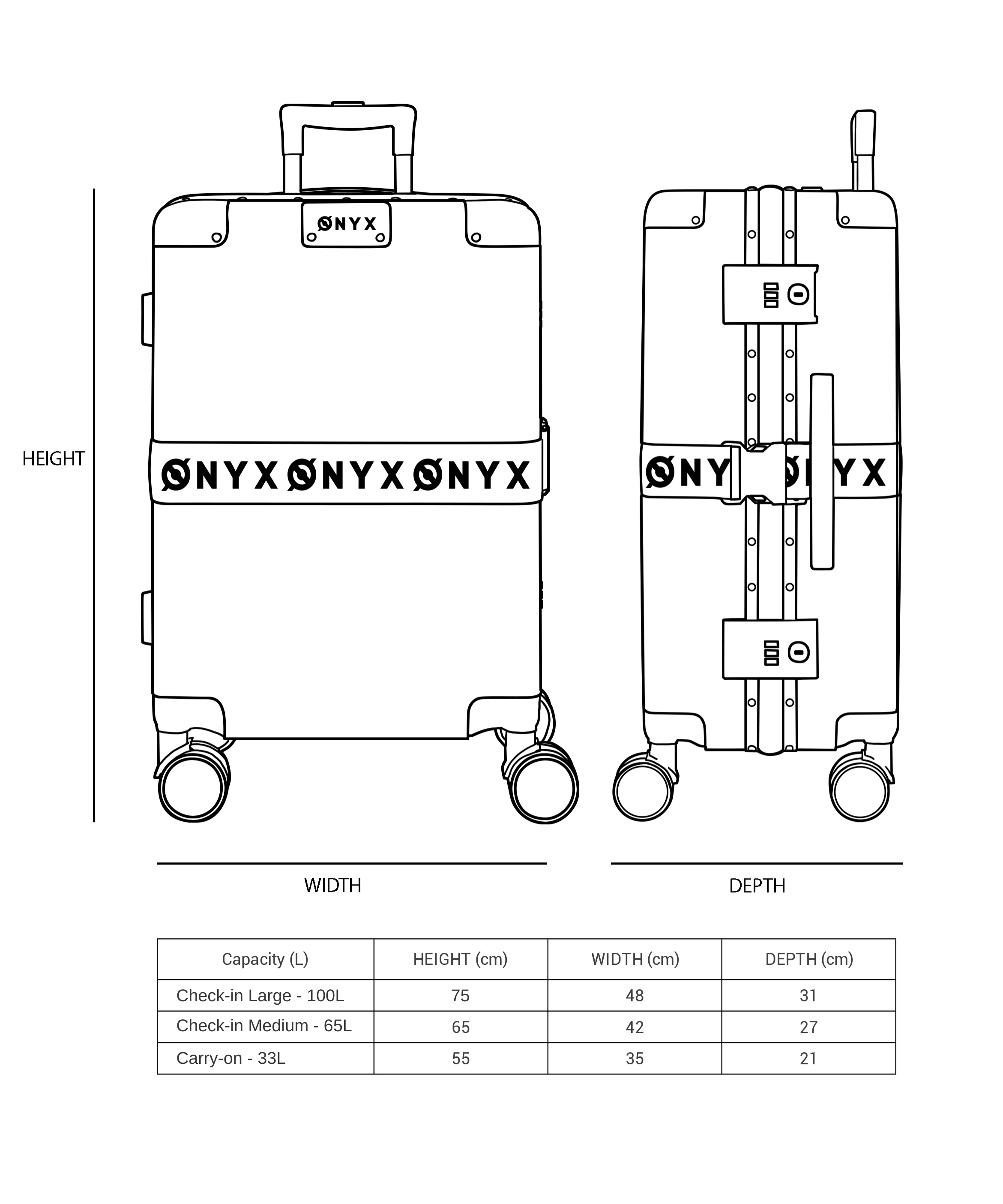 Hybride koffer 65L