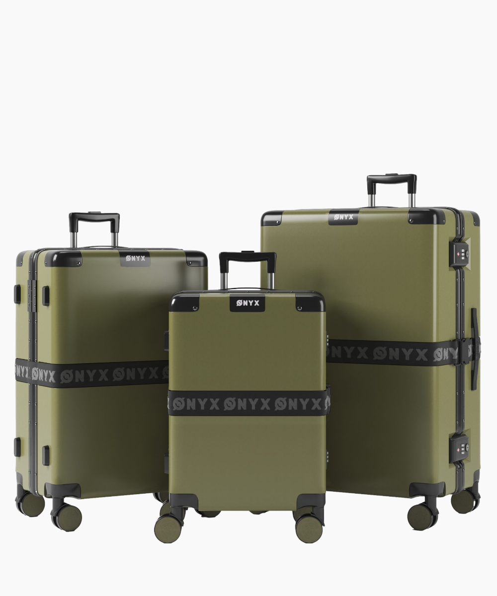 ONYX® kofferset 3-delig - Handbagage & Check-in - 33/65/100L - Groen