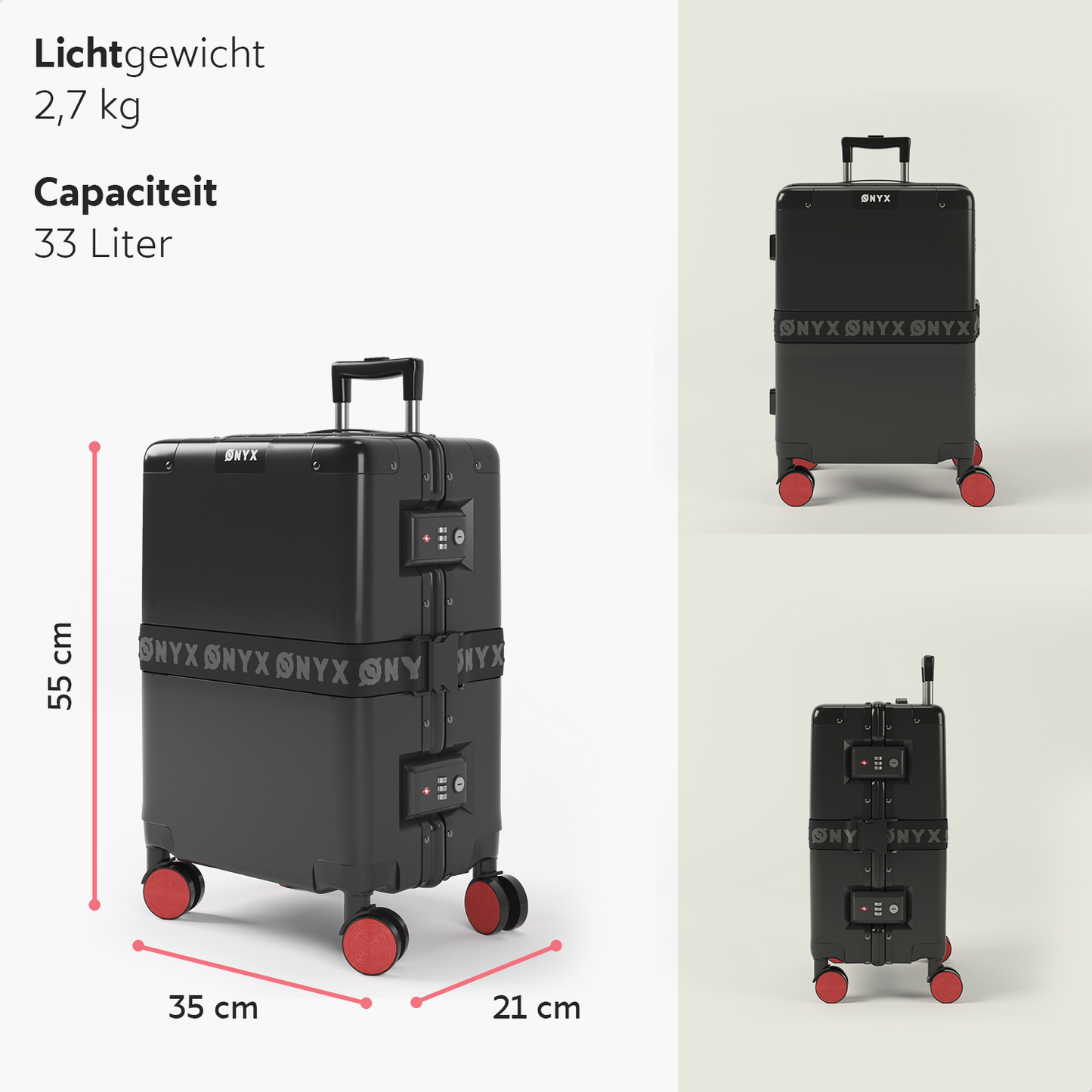 Kofferset 2-delig - 33/65L - Zwart