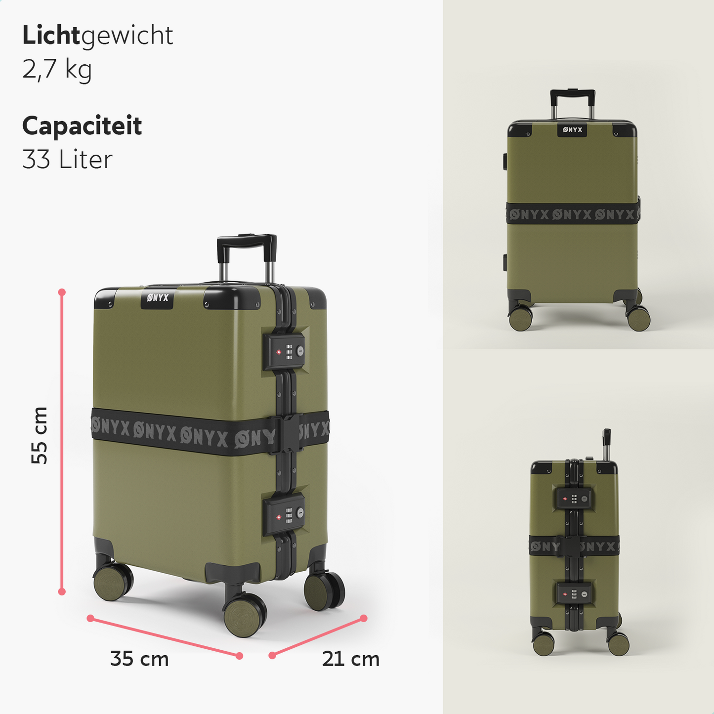 Suitcase set 2-piece - 33/65L - Green