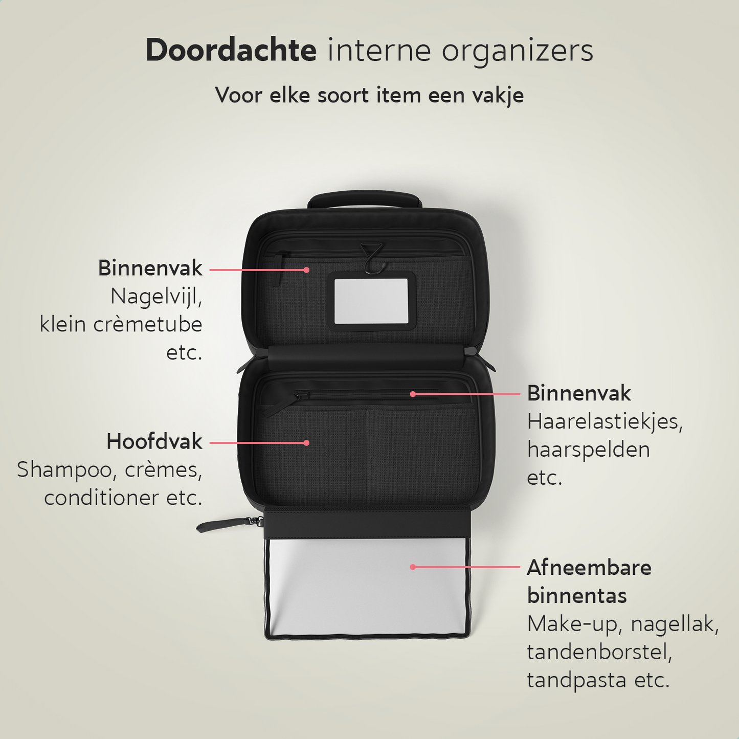 Toilettas / cosmetica organizer - Medium - Zwart