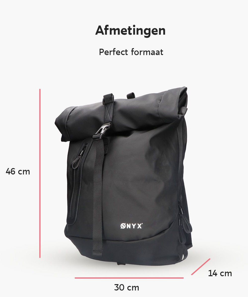 Rolltop Rugzak 25 tot 40L met laptopvak Zwart ONYX Journey Onyx