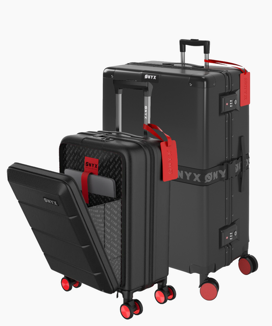 Kofferset 2-delig - Handbagage met laptopvak & Check-in koffer - 35/100L - Zwart