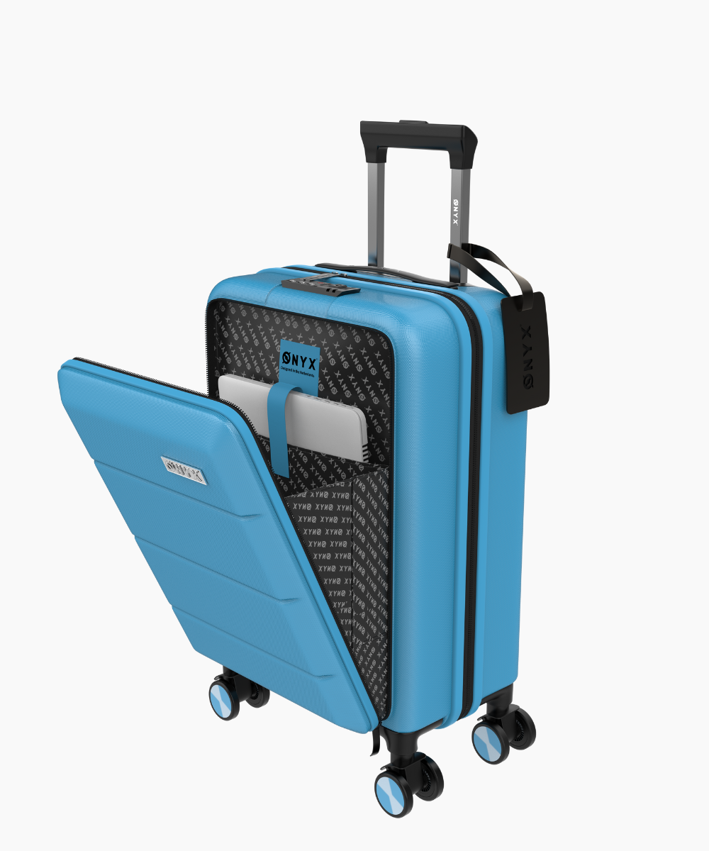 Hand luggage Suitcase with front pocket - 35L - Blue