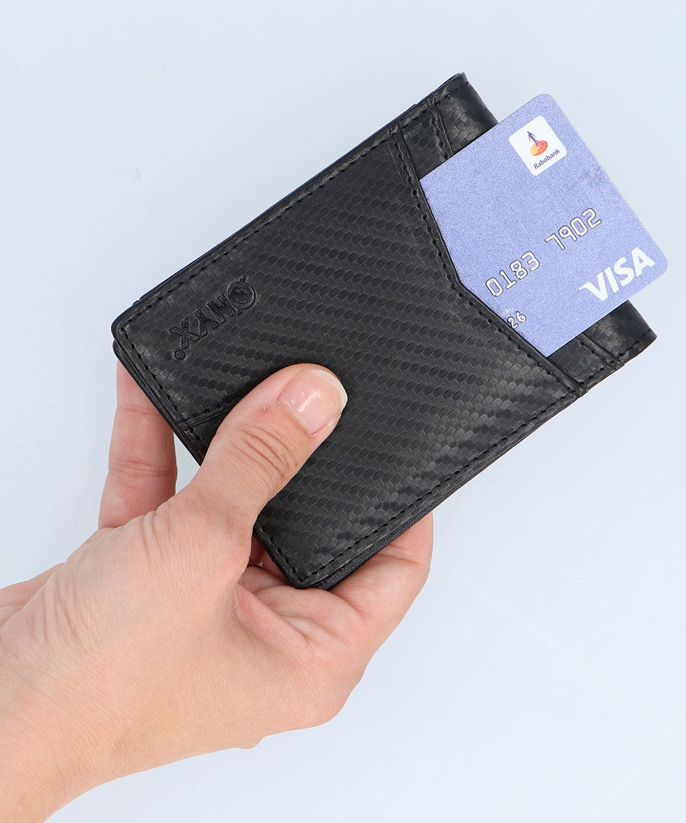 Pasjeshouder Wallet met Airtag vakje - Carbon leer